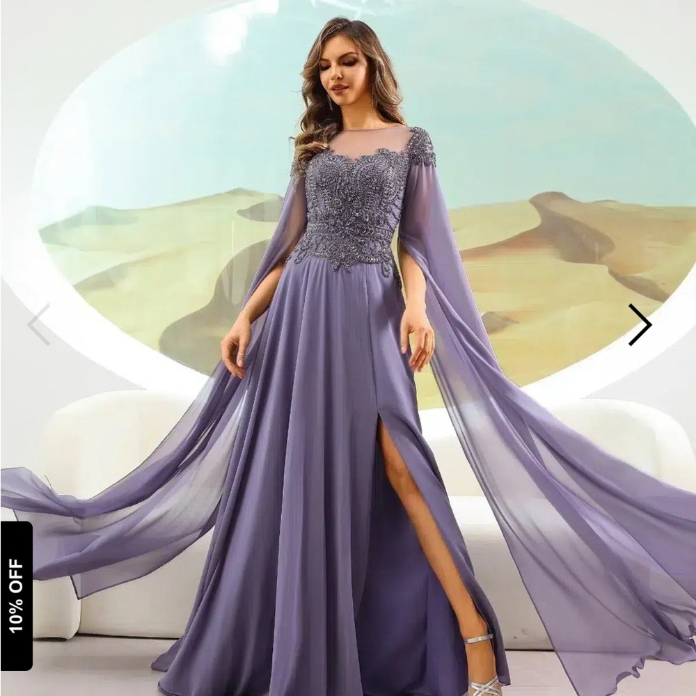 Terani Couture Purple Slit Embellished Gown